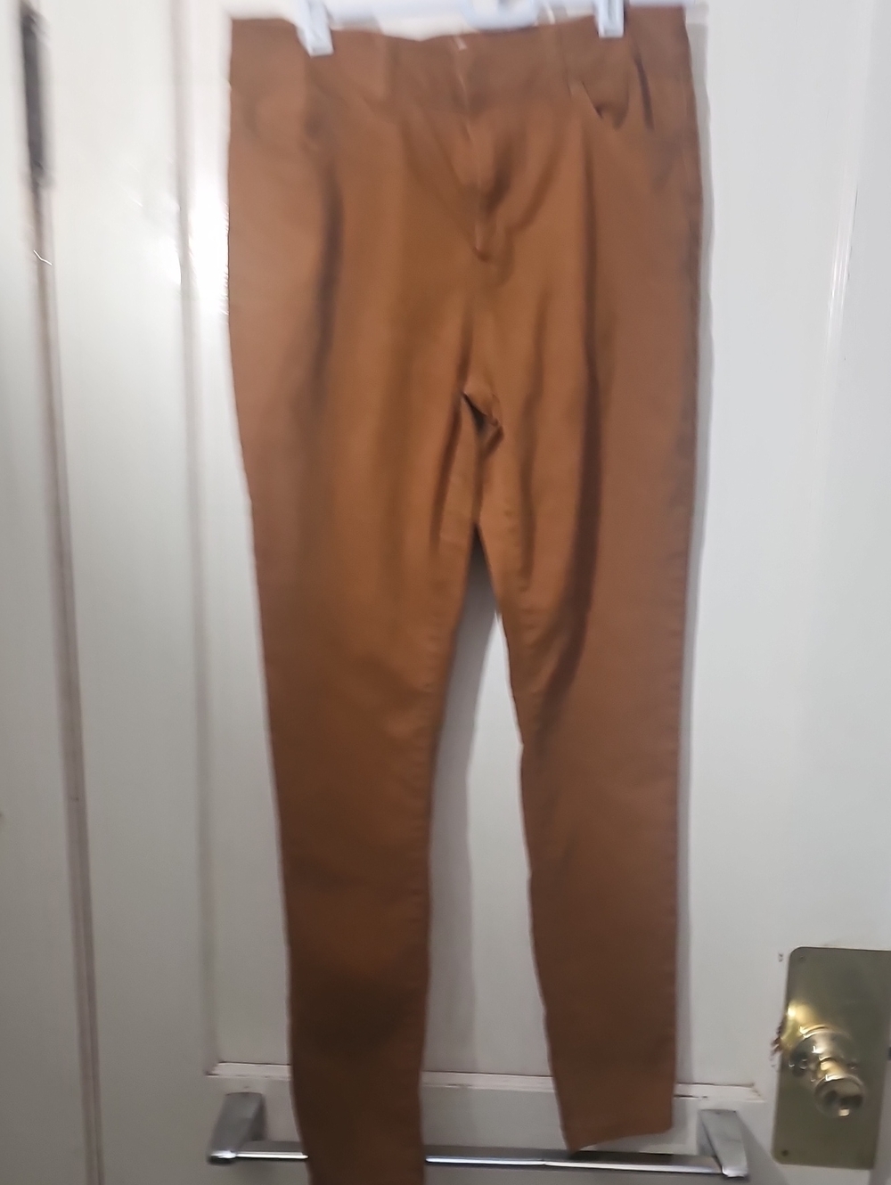 Womens Slim Fit Brown Chino Pants